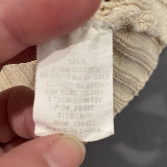 Vici Cable Knit Cardigan Sweater Small/Medium Open Front Ivory Cream Pockets - Picture 5 of 8